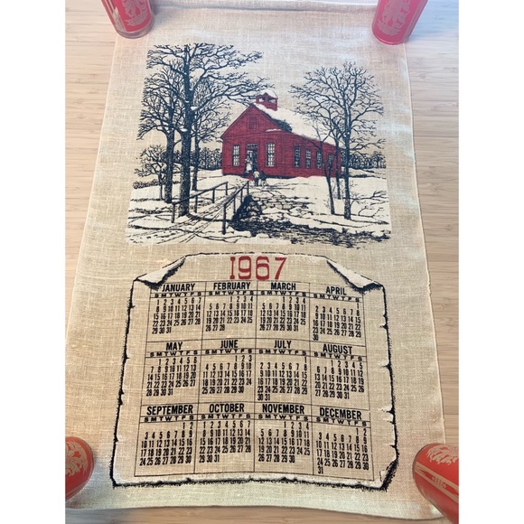 1967 Schoolhouse Linen Calendar - Picture 1 of 6